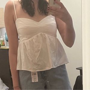 Reformation peplum Bustier Tie Shoulder Top in White